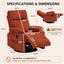 LLappuil Recliner Chair, 360° Swivel Reclining Chair, Manual Nursery Glider Rocker Recliner Chair for Living Room, Corduroy Beige