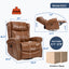LLappuil Recliner Chair, 360° Swivel Massage Recliner Chair with Heat, Genuine Leather Nursery Glider Rocker Manual Recliner Chair with Side Pockets for Living Room, Bedroom Light Brown