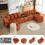 LLappuil Modular Sectional Sofa, 138" Oversized Sectional Couch Wiht USB & Wireless Charge, 6 Seat Corduroy Sofa Couch with Coffee Table Board for Living Room Orange