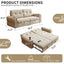 LLappuil 77" Pull Out Sofa Bed Queen Size, Loveseat Sofa Convertible Sofa Bed with USB Port Cupholders, Chenille Sofa Couch for Living Room Beige