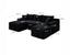 LLappuil Sectional Sofa, 94.5" U Shaped Modular Sectional Couch with Right Chaise, Cloud Courduroy Sofa Couch with Movable Ottoman for Living Room Black