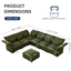 LLappuil Modular Sectional Sofa, Sectional Couch with Storage Seat, Oversized Corduroy Sofa Couch with Adjustable Arms Backs for Living Room Green