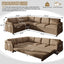LLappuil Sectional Sofa, 115" Sectional Couch with Pull Out Sofa Bed King Size, 6 Seat Teddy Sofa Convertible Sofa Bed for Living Room Brown