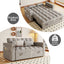 LLappuil Pull Out Sofa Bed Full Size, 65" Loveseat Sofa Convertible Sofa Bed, Velvet Sofa Couch with Small Toptable, Charging Port, Hidden Storage Armrest for Living Room Light Gray