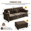 LLappuil Modular Sectional Sofa, 6 Seat Velvet Sofa Convertible Sofa Bed for Living Room Brown