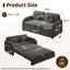 LLappuil Pull Out Sofa Bed Full Size, Loveseat Sofa Covertible Sofa Bed, Chenille Sofa Couch with USB Port, Side Pocket for Living Room Gray
