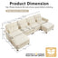 LLappuil 126" Sectional Sofa, U Shaped Modular Sectional Couch with Double Movable Ottoman, Cloud Chenille Sofa Couch for Living Room