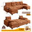 LLappuil Sectional Sofa, U Shaped Sectional Couch with Pull Out Sofa Bed, Chenille Convertible Sleeper Sofa Bed with Chaise, Removable Armrests, USB Ports Orange