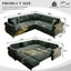 LLappuil Sectional Sofa, Pull Out Sofa Bed King Size, 5 Seat Chenille Sofa Couch Convertible Sleeper Sofa Bed for Living Room Green