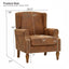 LLappuil Accent Chair, Mid-century Wingback Single Sofa Chair with Nailhead Trim Armrest, Flower Printed Polyester Fabric Reading Chair for Living Room
