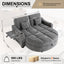 LLappuil 60" Loveseat Sofa with Storage Ottoman, 2 Seat Sofa Convertible Sofa Bed, Chenille Sofa Couch with Small Tabletop, USB & Type-c Charging Port, Cup Holders for Living Room Gray