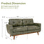 LLappuil 65" Loveseat Sofa, Love Seat Small Sofa Couch for Living Room, Bedroom, Compact Space, Foil Fabric Green