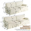 LLappuil 2 Piece Chenille Sofa, Chenille 7 Seat Sofa for Living Room, 26.4" Extra Deep Seat Mid Century Sofa for Living Room Beige