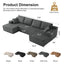LLappuil 130" Sectional Sofa, U Shaped Modular Sectioanl Couch with Chaise, Boneless Corduroy Sofa Couch for Living Room, No Assembly Compression Sofa Gray