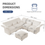 LLappuil Modular Sectional Sofa, Sectional Couch with Storage Seat, Oversized Corduroy Sofa Couch with Adjustable Arms Backs for Living Room Beige