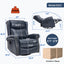 LLappuil Recliner Chair, 360° Swivel Massage Recliner Chair with Heat, Genuine Leather Nursery Glider Rocker Manual Recliner Chair with Side Pockets for Living Room, Bedroom Blue