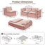 LLappuil Sectional Sofa Bed, Futon Convertible Sofa Bed King Size, Plush Corduroy Loveseat Sofa Couch for Living Room Pink