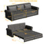 LLappuil King Size Pull Out Sofa Bed, Oversized Loveseat Sofa Convertible Sleeper Sofa Bed, Faux Leather Sofa Couch for Living Room Apartment Gray