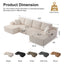 LLappuil 130" Sectional Sofa, U Shaped Modular Sectioanl Couch with Chaise, Boneless Corduroy Sofa Couch for Living Room, No Assembly Compression Sofa Beige