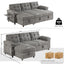 LLappuil 86" Sectional Sofa, Sectional Couch with Pull Out Sofa Bed, Corduroy Sofa Couch Convertible Sofa Bed with Storage Chaise, Small Desktop, Charging Port for Living Room