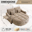 LLappuil 60" Loveseat Sofa with Storage Ottoman, 2 Seat Sofa Convertible Sofa Bed, Chenille Sofa Couch with Small Tabletop, USB & Type-c Charging Port, Cup Holders for Living Room Khaki