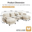 LLappuil 136" Sectional Sofa, U Shaped Modular Sectional Couch with Double Movable Ottoman, Cloud Chenille Sofa Couch for Living Room
