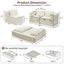 LLappuil Sectional Sofa Bed, Futon Convertible Sofa Bed King Size, Plush Corduroy Loveseat Sofa Couch for Living Room Beige
