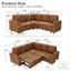 LLappuil 76" x 76" Sectional Sofa, Sectional Couch with Pull Out Sofa Bed Twin Size, 4 Seat Sofa Couch with Cup Holders & Side Pocket Convertible Sofa Bed for Living Room, Foil Fabric Brown