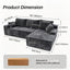 LLappuil 96" Sectional Sofa, Modular Sectional Couch with Left Chaise, Deep Seat Corduroy Cloud Sofa for Living Room Gray