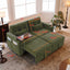 LLappuil Loveseat Sofa, Pull Out Sofa Bed Queen Size, Corduroy Sofa Couch with 360° Swivel Tabletop, USB Charging Port, Cup Holder for Living Room Green