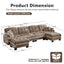 LLappuil 132" Sectional Sofa, Oversized Modular Sectional Couch with Double Movable Ottoman, Chenille Cloud Sofa Couch for Living Room