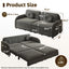 LLappuil Queen Size Pull Out Sofa Bed, Compact Loveseat Sofa Covertible Sofa Bed with USB Port, Side Pocket , Chenille Sofa Couch for Living Room Gray