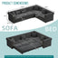 LLappuil 115" Sectional Sofa, Oversized Sectional Couch with Pull Out Sofa Bed King Size, Velvet Button Tufted Chesterfield Sofa Couch with Trim Rolled Arms for Living Room Gray