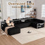 LLappuil 146" Sectional Sofa, U Shaped Sectional Couch with Chaise, 5 Seat Corduroy Sofa Convertible Sleeper Sofa Bed for Living Room Gray