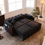 LLappuil Loveseat Sofa, Pull Out Sofa Bed Queen Size, Corduroy Sofa Couch with 360° Swivel Tabletop, USB Charging Port, Cup Holder for Living Room Black