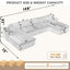 LLappuil Sectional Sofa, Oversized 138" Sectional Couch Convertible Sofa Bed, 6 Seat Corduroy Sofa Couch with Side Pocket for Living Room, No Assembly Orange