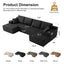 LLappuil 130" Sectional Sofa, U Shaped Modular Sectioanl Couch with Chaise, Boneless Corduroy Sofa Couch for Living Room, No Assembly Compression Sofa Black