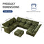 LLappuil Modular Sectional Sofa, Sectional Couch with Storage Seat, Oversized Corduroy Sofa Couch with Adjustable Arms Backs for Living Room Green