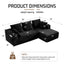 LLappuil 95" Sectional Sofa, Modular Sectional Couch with Left Chaise, Cup Holders, Side Pocket, Corduroy Boneless Sofa Couch for Living Room