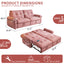 LLappuil 77" Pull Out Sofa Bed Queen Size, Loveseat Sofa Convertible Sleeper Sofa Bed, Flannelette Fabric Sofa Couch for Living Room Pink