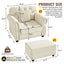 LLappuil Accent Chair with Ottoman, Velvet Reading Single Sofa Chair for Living Room Beige