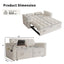 LLappuil Pull Out Sofa Bed Full Size, 65" Loveseat Sofa Convertible Sofa Bed, Chenille Sofa Couch with Small Toptable, Charging Port, Hidden Storage Armrest for Living Room Beige