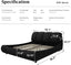LLappuil Upholstered Platform Bed Queen Size, Oversized Wood Bed Frame with Padded Backrest Black