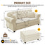 LLappuil Modular Sectional Sofa, Loveseat Sofa with Ottoman, Velvet Chesterfield Sofa for Living Room Beige