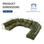 LLappuil Modular Sectional Sofa, Oversiezed Curved Sectional Couch with Storage & Hexagon Seat, Corduroy Sectional Sofa with Adjustable Arms & Backs for Living Room Green