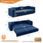 LLappuil 89" Velvet Chesterfield Sofa, Oversized Pull Out Sofa Bed King Size, Loveseat Sofa Couch Convertible Sofa Bed for Living Room Blue