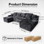LLappuil 131" Sectional Sofa, U Shaped Sectional Couch with Chaise, Boneless Corduroy Sofa Couch for Living Room Black