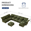 LLappuil Modular Sectional Sofa, Sectional Couch with Storage Seat, Oversized Corduroy Sofa Couch with Adjustable Arms Backs for Living Room Green