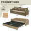 LLappuil 82" Pull Out Sofa Bed King Size, Loveseat Sofa Convertible Sofa Bed, Velvet 3 Seat Sofa Couch for Living Room Camel