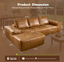 LLappuil 114" Sectional Sofa, Modular Sectional Couch with Right Chaise, Deep Seat Faux Leather Boneless Cloud Sofa for Living Room